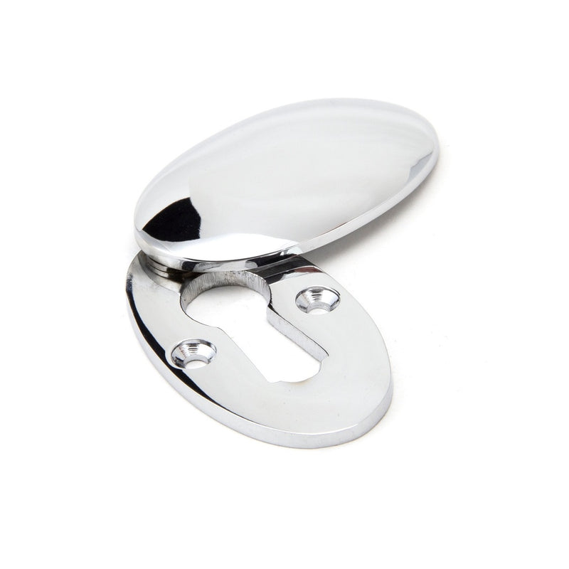 From The Anvil Lever Key Oval Covered Escutcheon - Polished Chrome