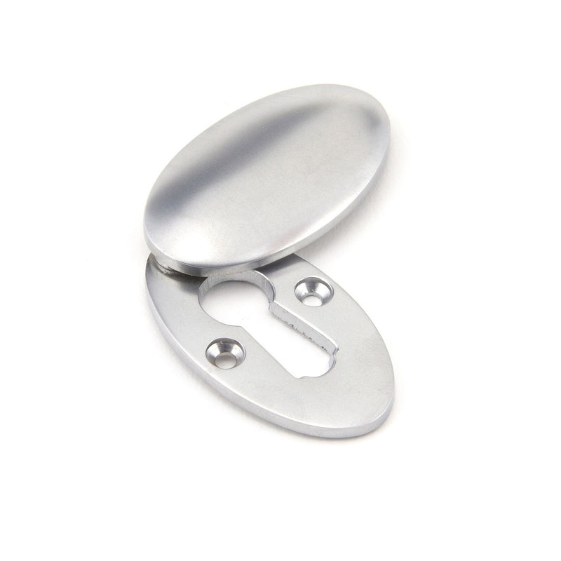 From The Anvil Lever Key Oval Covered Escutcheon - Satin Chrome