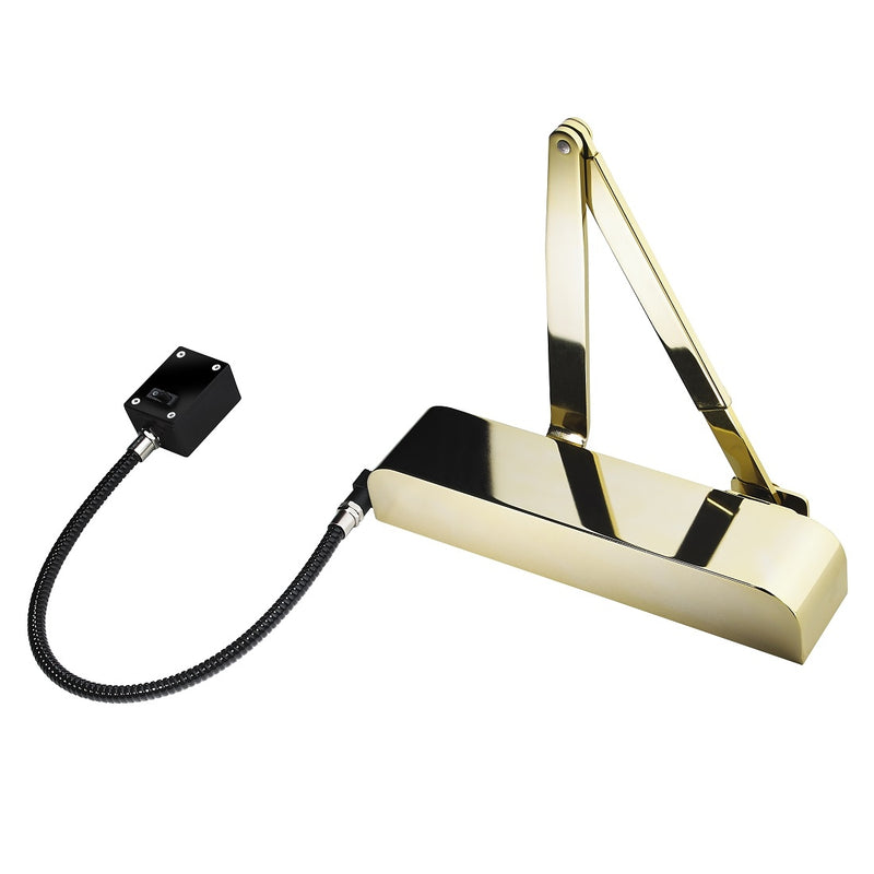 Exidor 9870 EN4 Hold Open / Free Swing E-Mag Door Closer - Radius Cover - Polished Brass