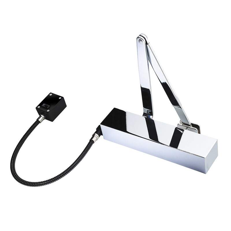 Exidor 9870 EN4 Hold Open / Free Swing E-Mag Door Closer - Square Cover - Polished Stainless Steel
