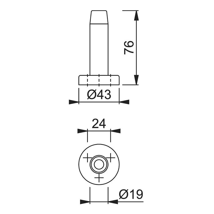 Arrone 76mm Projection Round Rose Concealed Fix Door Stop - SAA