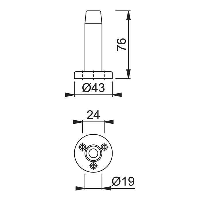 Arrone 76mm Projection Round Rose Face Fix Door Stop - SAA