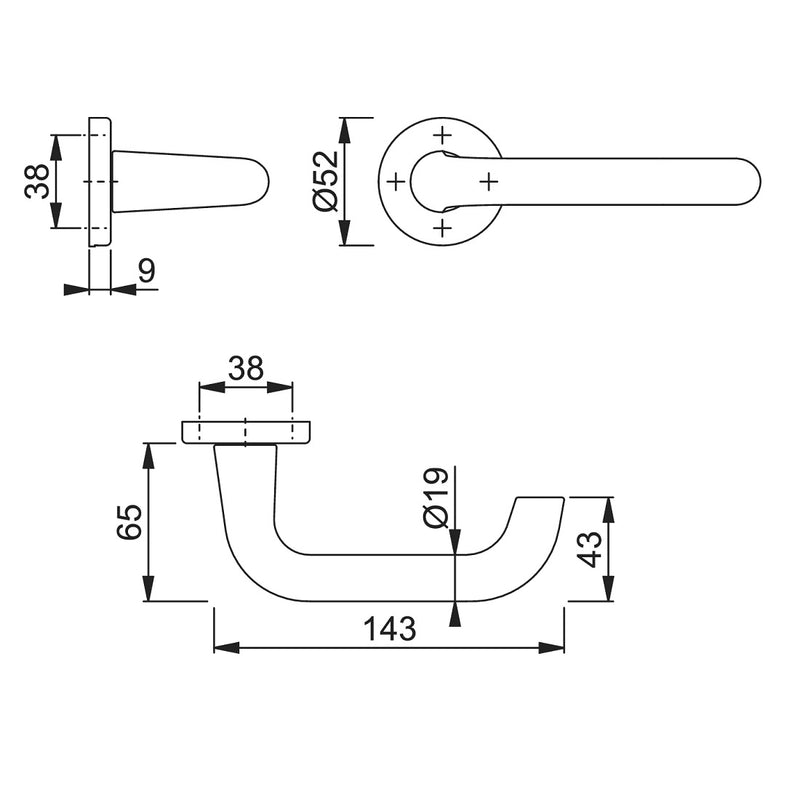 Hoppe Paris 19mmØ Return to Door Lever Handles on Sprung Round Rose - GAA