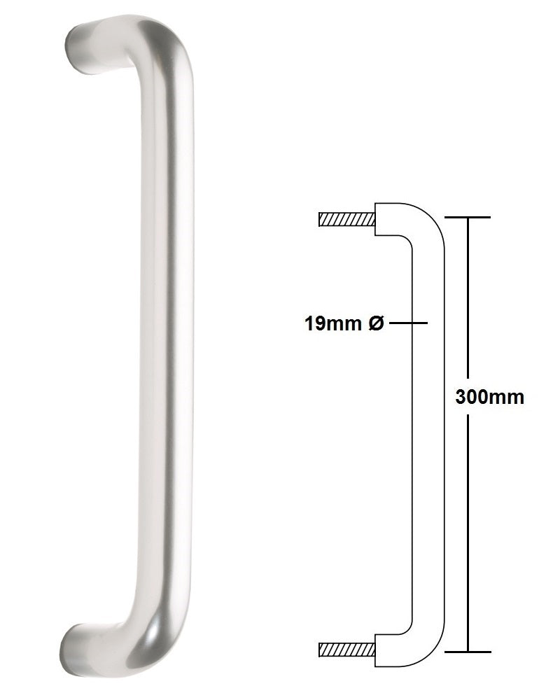 Arrone "D" Bolt Through Pull Handle 19x300mm - SAA