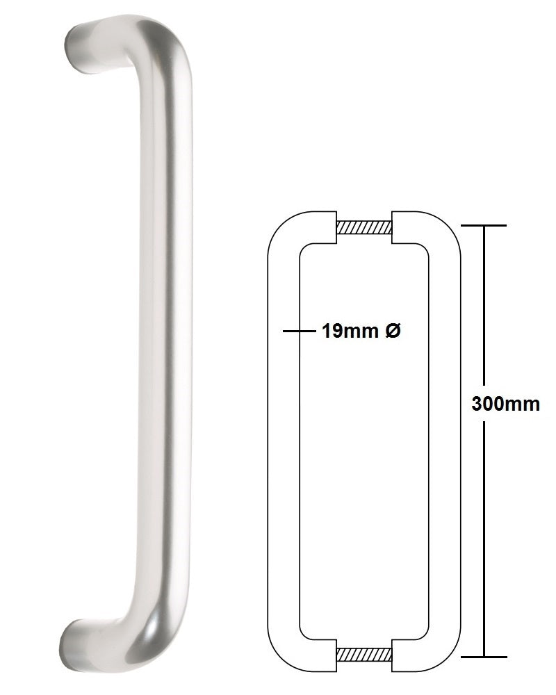 Arrone "D" Back to Back Pull Handle 19x300mm - SAA