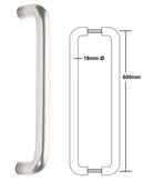 Arrone "D" Back to Back Pull Handle 19x600mm - SAA