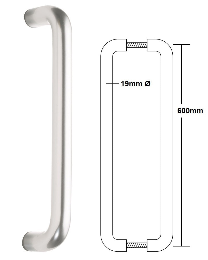 Arrone "D" Back to Back Pull Handle 19x600mm - SAA