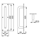 Arrone 19mmØ "D" Pull Handle on Plate 225mm - SAA