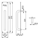 Arrone 19mmØ "D" Pull Handle on Plate Engraved "PULL" 225mm - SAA
