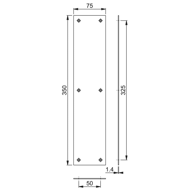 Arrone Finger Plate 350mm x 75mm - Satin Anodised Aluminium