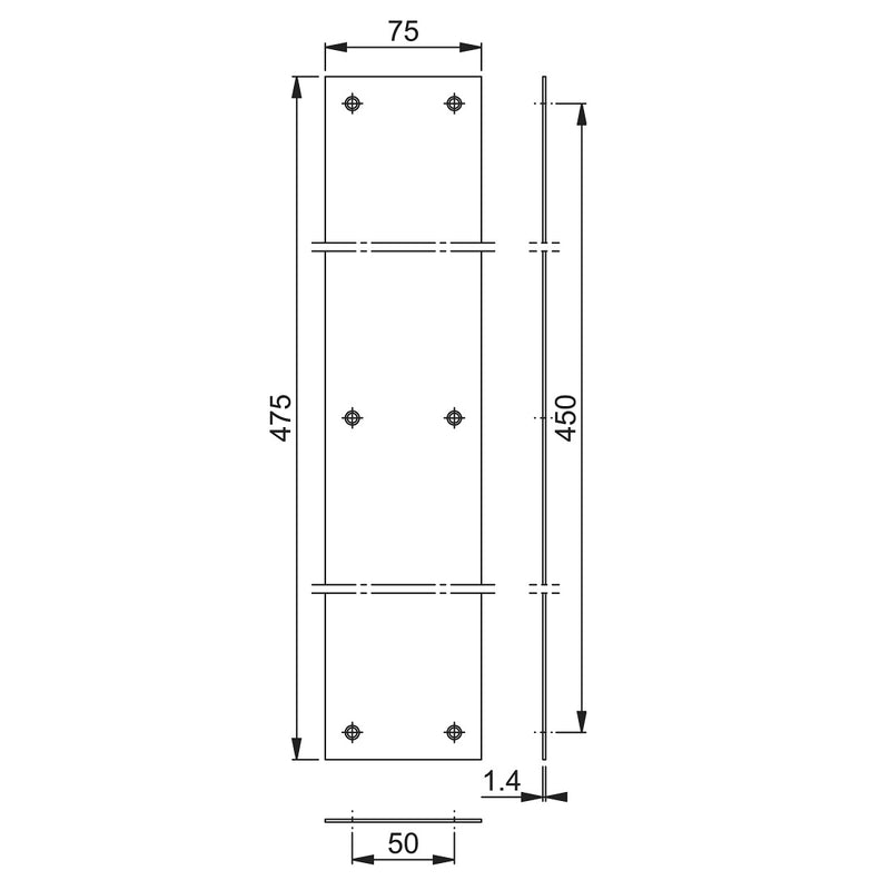 Arrone Finger Plate 475mm x 75mm - Satin Anodised Aluminium