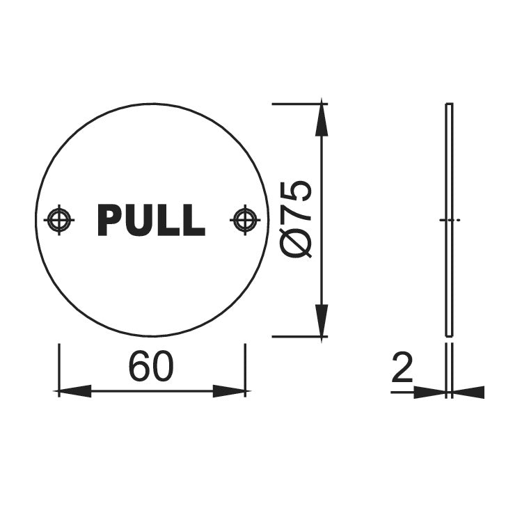 Hoppe "Pull" Sign 76mm - Satin Stainless Steel