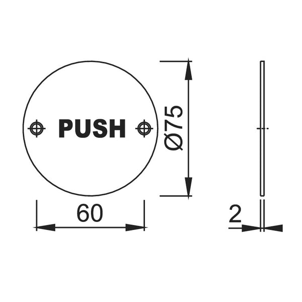 Hoppe "Push" Sign 76mm - Polished Stainless Steel