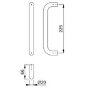 Hoppe 20mmØ "D" Bolt Through Fixing Pull Handle 225mm - Grade 316 Polished Stainless Steel