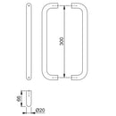 Hoppe 20mmØ "D" Back to Back Pull Handles 300mm - Grade 316 Satin Stainless Steel