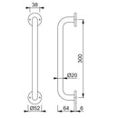 Hoppe 20mmØ "D" Concealed Fixing Pull Handle 300mm - Grade 316 Satin Stainless Steel