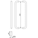 Hoppe 20mmØ "D" Back to Back Pull Handles 425mm - Grade 316 Satin Stainless Steel