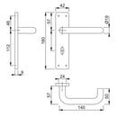 Arrone 19mmØ Return to Door Lever Handles on Lock Plate - Grade 316 SSS