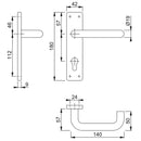 Arrone 19mmØ Return to Door Lever Handles on Euro Plate (47.5mm Centres) - Grade 316 SSS