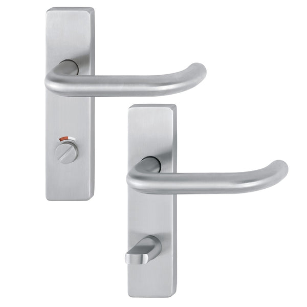 Arrone 19mmØ Return to Door Lever Handles on Bathroom Plate (78mm Centres) - Grade 316 SSS