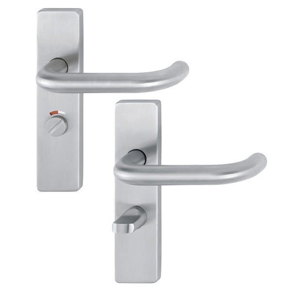 Arrone 19mmØ Return to Door Lever Handles on Bathroom Plate (57mm Centres) - Grade 316 SSS