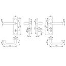 Arrone 19mmØ Return to Door Lever Handles on Bathroom Plate (57mm Centres) - Grade 316 SSS