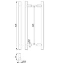 Arrone 25mmØ Back To Back Fixing Entrance Pull Handle 425mm - Satin Stainless Steel