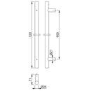 Arrone 25mmØ Bolt Through Fixing Entrance Pull Handle 600mm - Satin Stainless Steel
