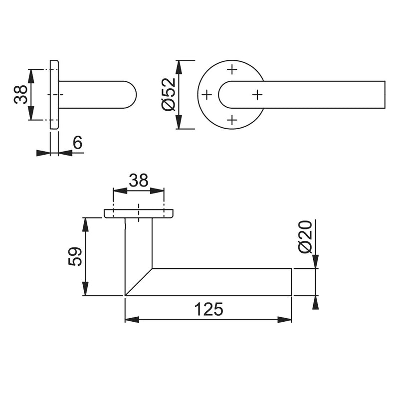 Hoppe Amsterdam 20mmØ Mitred Lever Handles on Sprung Round Rose - Grade 316 PSS