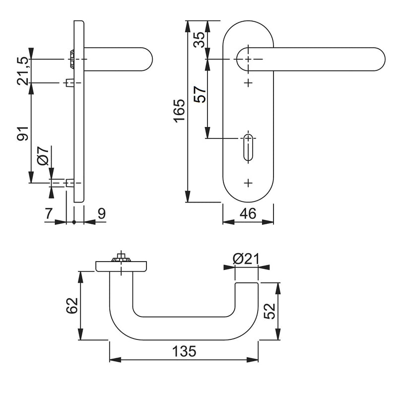 Hoppe Paris 21mmØ Return to Door Nylon Lever Handles on Lock Plate - Anthracite Grey RAL7016