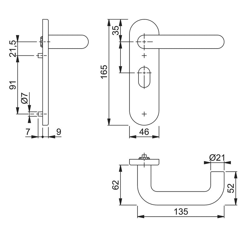 Hoppe Paris 21mmØ Return to Door Nylon Lever Handles on Oval Plate - Midnight (Dark) Blue RAL5003