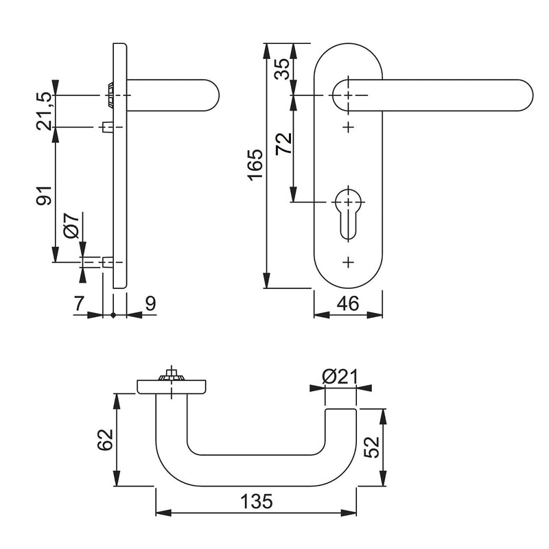 Hoppe Paris 21mmØ Return to Door Nylon Lever Handles on Euro Plate (72mm centres) - Claret (Burngundy) RAL3005