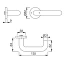 Hoppe Paris 21mmØ Return to Door Nylon Lever Handles on Round Rose - Anthracite Grey RAL7016