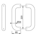 Hoppe 34mmØ Nylon 'D' Back To Back Fixing Pull Handle 220mm - Diamond White RAL9016