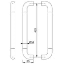 Hoppe 34mmØ Nylon 'D' Back To Back Fixing Pull Handle 425mm - Dove Grey RAL7506