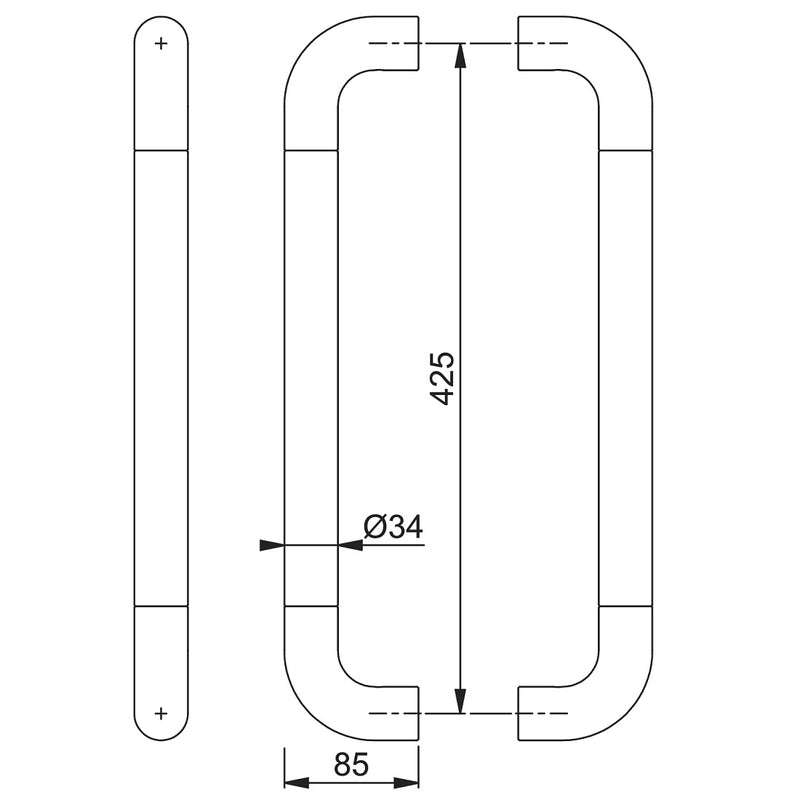Hoppe 34mmØ Nylon 'D' Back To Back Fixing Pull Handle 425mm - Diamond White RAL9016