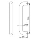 Hoppe 34mmØ Nylon 'D' Bolt Through Fixing Pull Handle 300mm - Dove Grey RAL7506