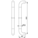 Hoppe 34mmØ Nylon 'D' Bolt Through Fixing Pull Handle 600mm - Red RAL3003