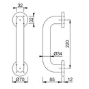 Hoppe 34mmØ Nylon 'D' Concealed Fixing Pull Handle 220mm - Cobalt Blue RAL5002