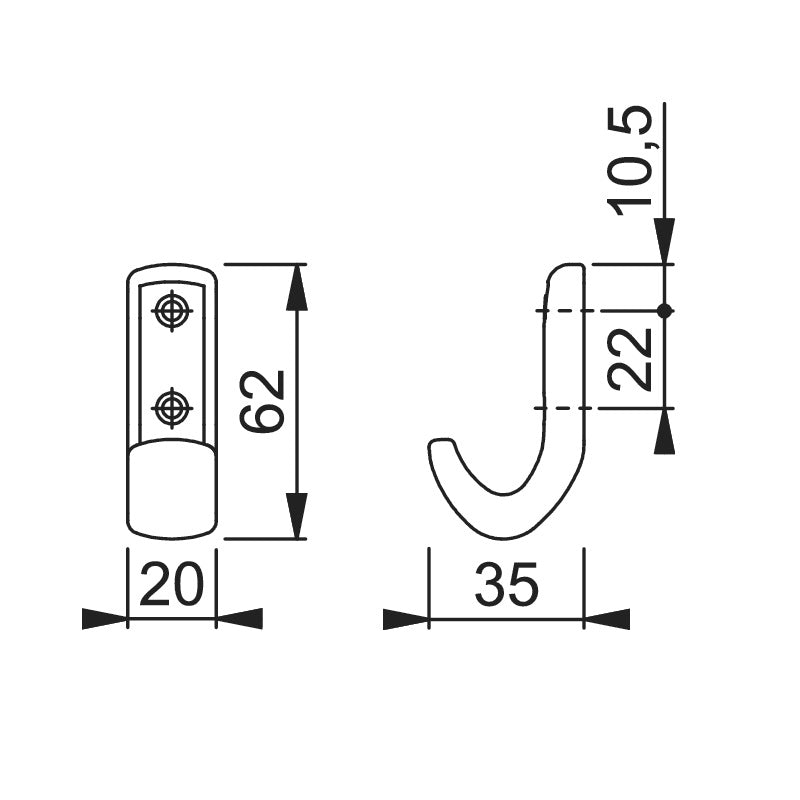 Hoppe Nylon Robe Hook - Diamond White RAL9016
