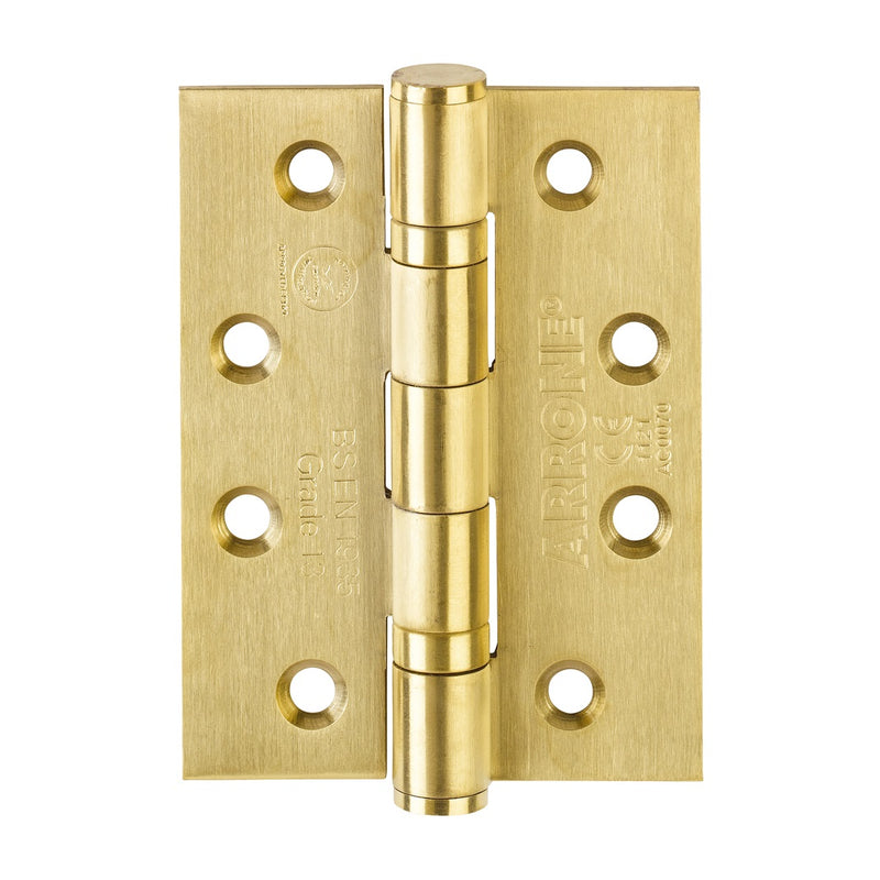 Arrone 102x76mm (4" x 3") Grade 13 Ball Bearing Butt Hinges (pair) - PVD Polished Brass