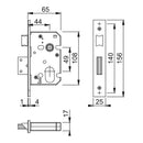 Arrone AR8003 Oval Sashlock - 67mm (2.5") Case - 44mm Backset - Stainless Steel