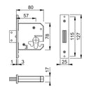 Arrone AR8006 Euro Deadlock - 80mm (3") Case - 57mm Backset - Brass