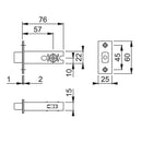 Arrone AR8018 Bathroom Deadbolt - 76mm (3") Case - 57mm Backset - Dual finish