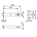 Arrone AR8019 Heavy Duty Tubular Latch - 128mm (5") Case - 107mm Backset - Dual Finish