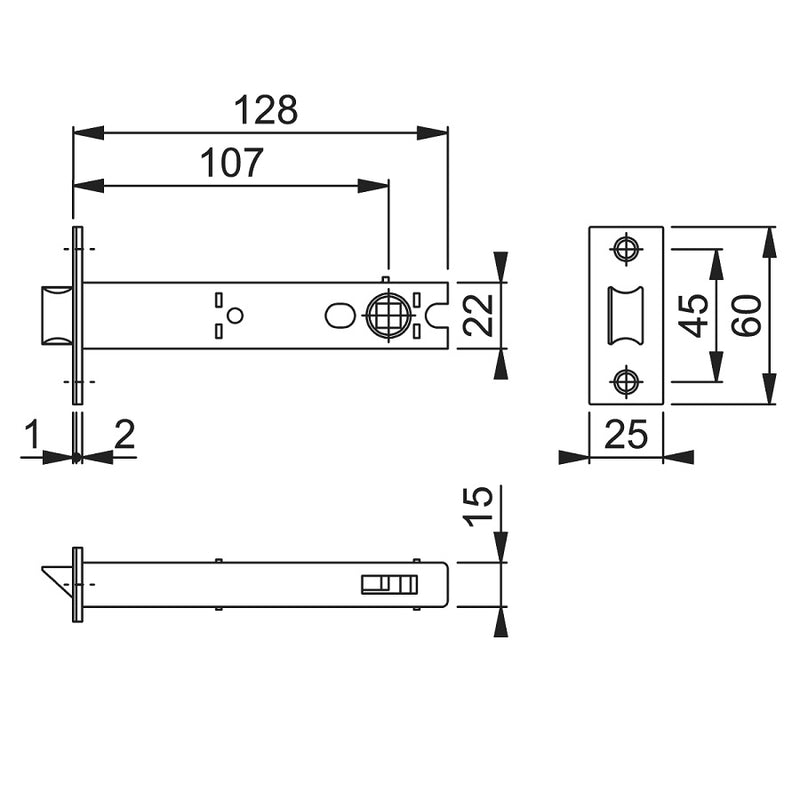 Arrone AR8019 Heavy Duty Tubular Latch - 128mm (5") Case - 107mm Backset - Dual Finish