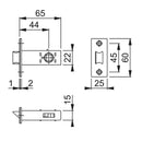 Arrone AR8019 Heavy Duty Tubular Latch - 65mm (2.5") Case - 44mm Backset - Dual Finish
