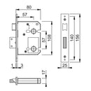 Arrone AR8023 Bathroom Lock - 80mm (3") Case - 57mm Backset - Stainless Steel