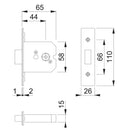 Arrone AR8031 Bathroom Deadbolt - 63mm (2.5") Case - 44mm Backset - Stainless Steel