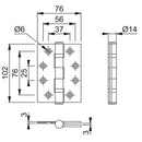 Arrone 102x76mm (4" x 3") Grade 13 Ball Bearing Butt Hinges with Square Corners (pair) - PSS